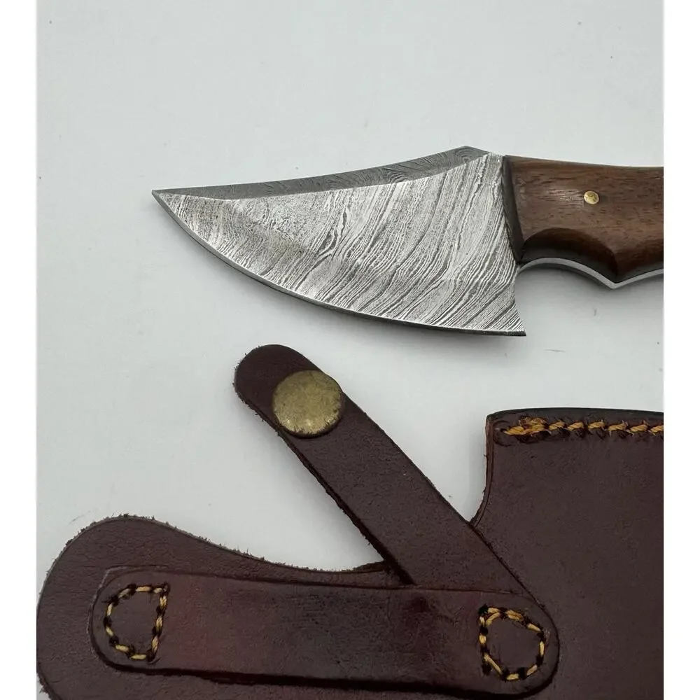 Handmade Damascus Steel Fixed Blade Knife w/ Leather Sheath – Pakistan Made NEW